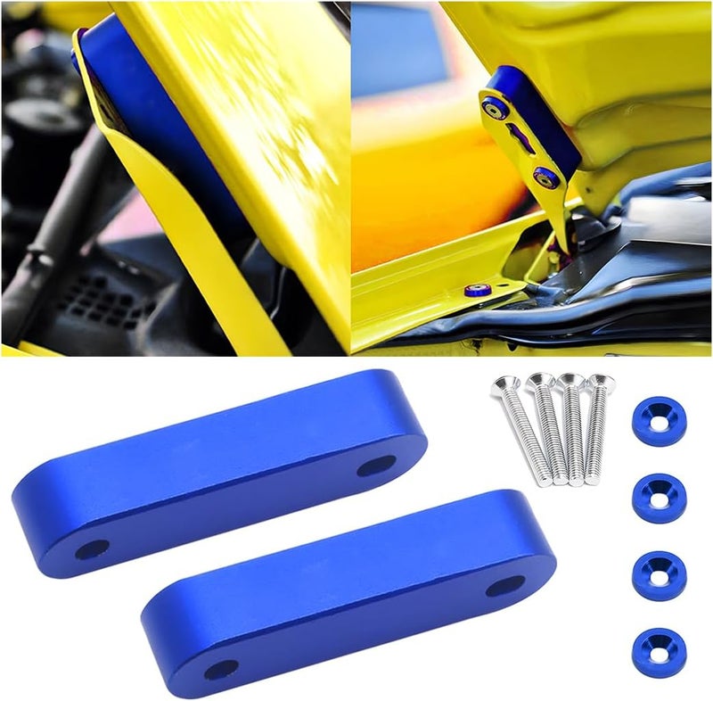 zipelo Car Hood Spacer Riser Kit, Aluminum Alloy Front Hood Vent Spacer Modification Kit, Car Hood Vent Spacer Riser Bolts Washers, Car Replacement Accessories Compatible with Most Cars (Blue) - Image 1